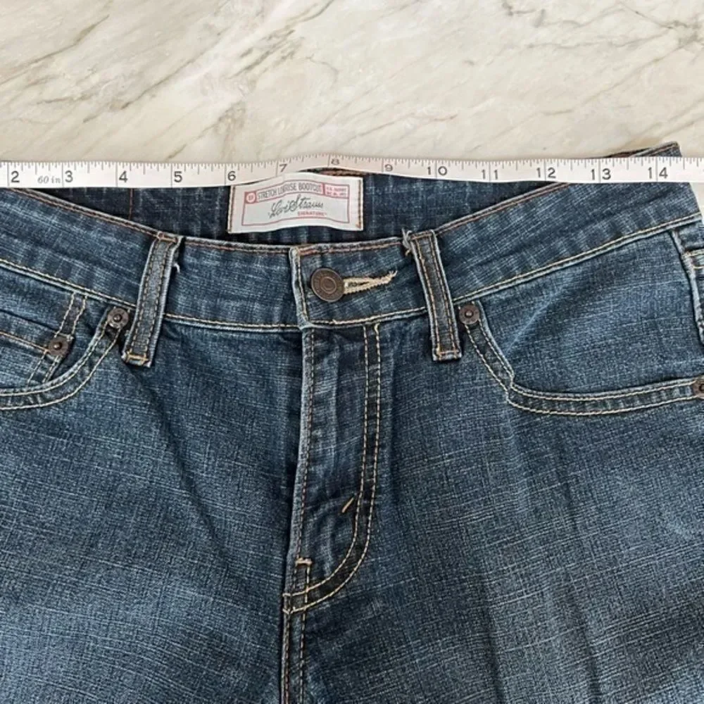LEVI'S STRAUSS Signature Juniors Stretch Low Rise Bootcut Denim Blue Jeans-Sz 7M